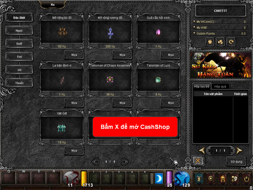 Chức năng chính của Game MU Hắc Long